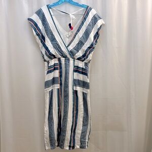 THML very V neck striped dress with pockets size large